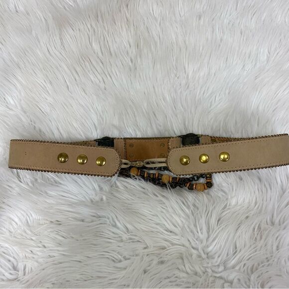 Streets Ahead Leather Rodeo Beige Beaded Concho Cowgirl Western Belt Women\'s M main image 9